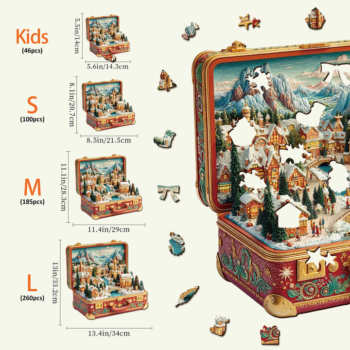 Suitcase Scenery-Christmas Wooden Jigsaw Puzzle