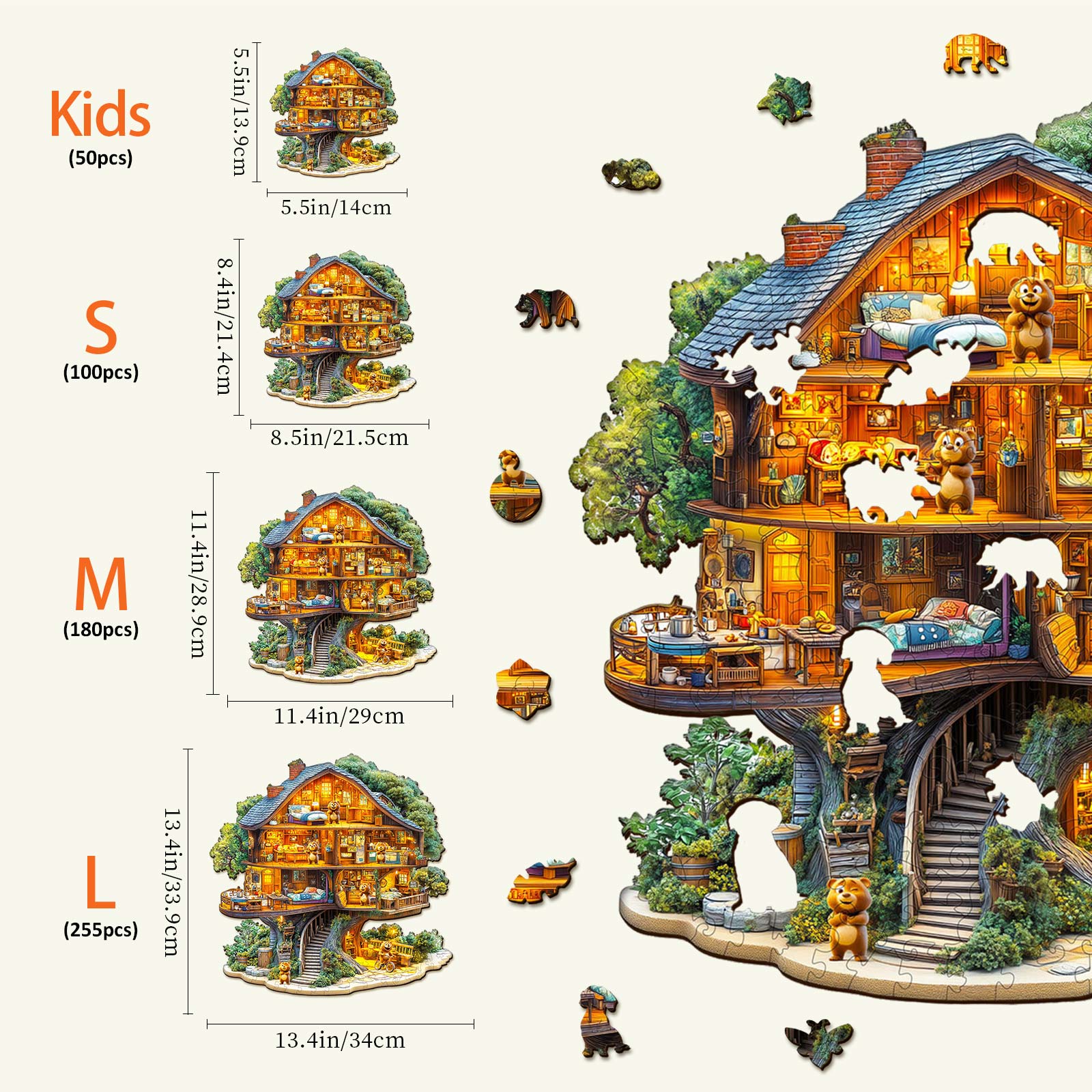 Rompecabezas de madera Bear House