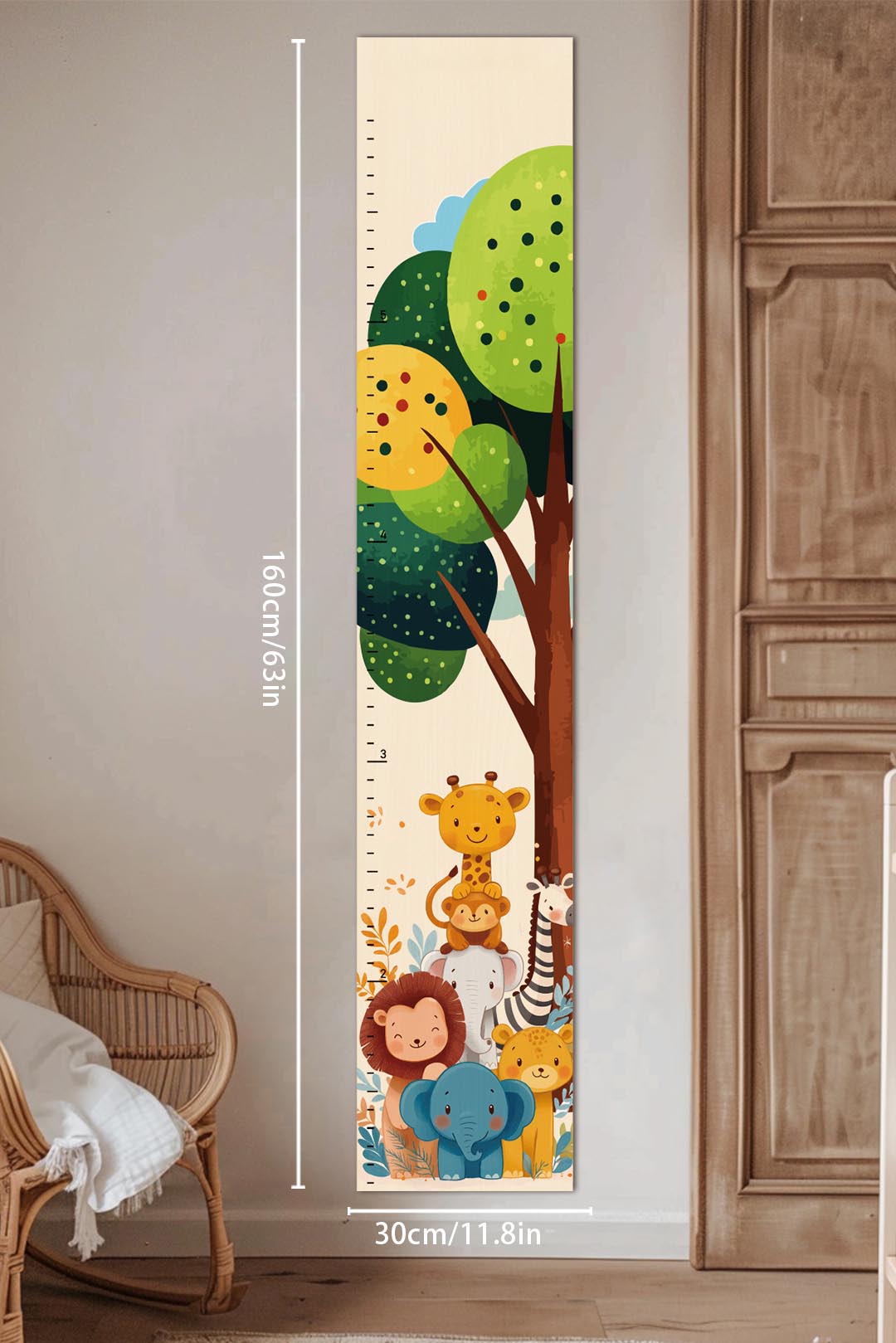 Personalized Wooden Jungle Animal Growth Chart Ruler Clearance Sale