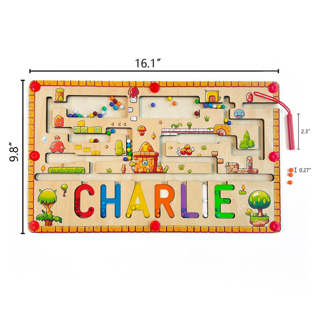 Personalized Baby Name Magnetic Maze Puzzle - Forest