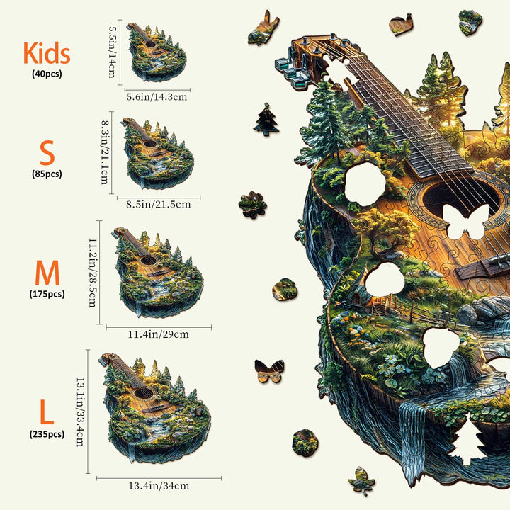 Rompecabezas de madera en forma de guitarra Forest