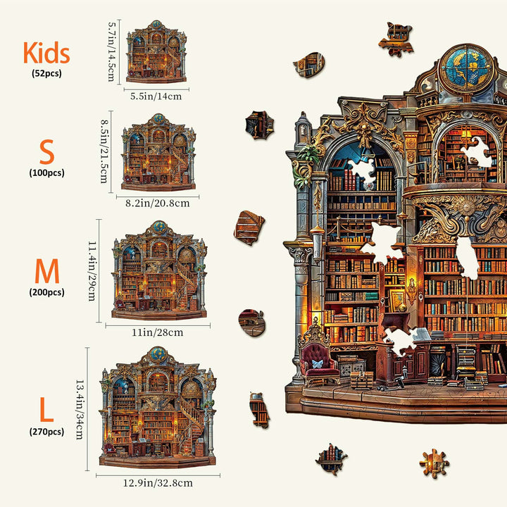 Gothic Revival Bookstore Wooden Jigsaw Puzzle