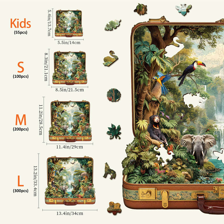 Suitcase Scenery-jungle animals Wooden Jigsaw Puzzle