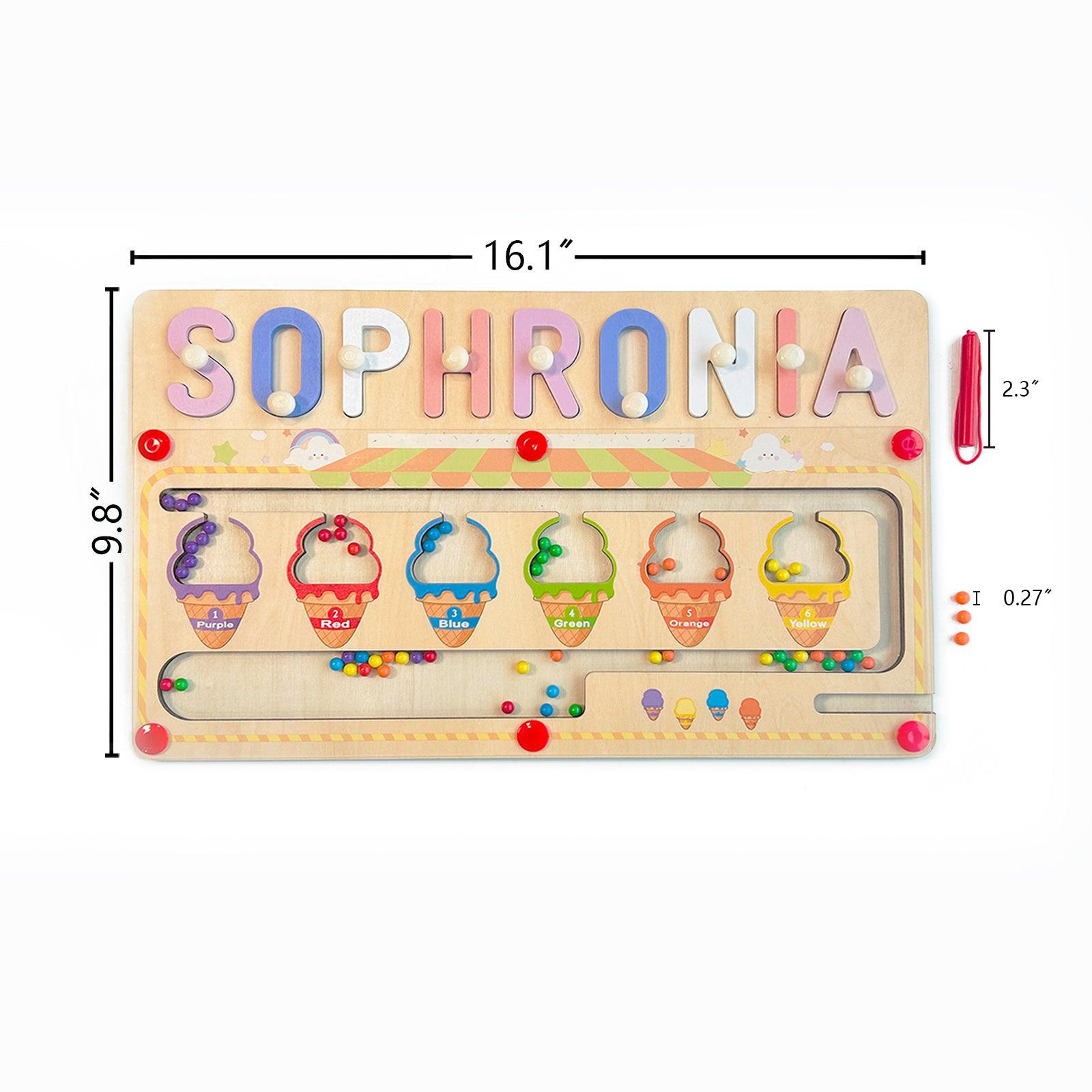Personalized Baby Name Magnetic Maze Puzzle - Ice Cream