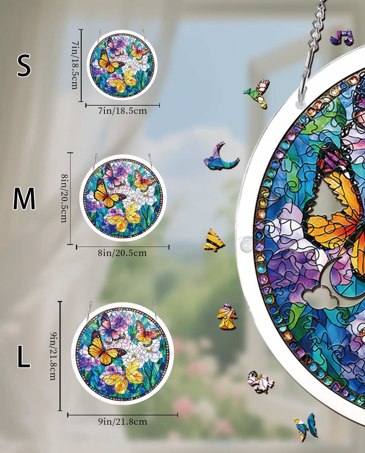 Acrylic Jigsaw Puzzle Suncatcher - Butterflies in Bloom