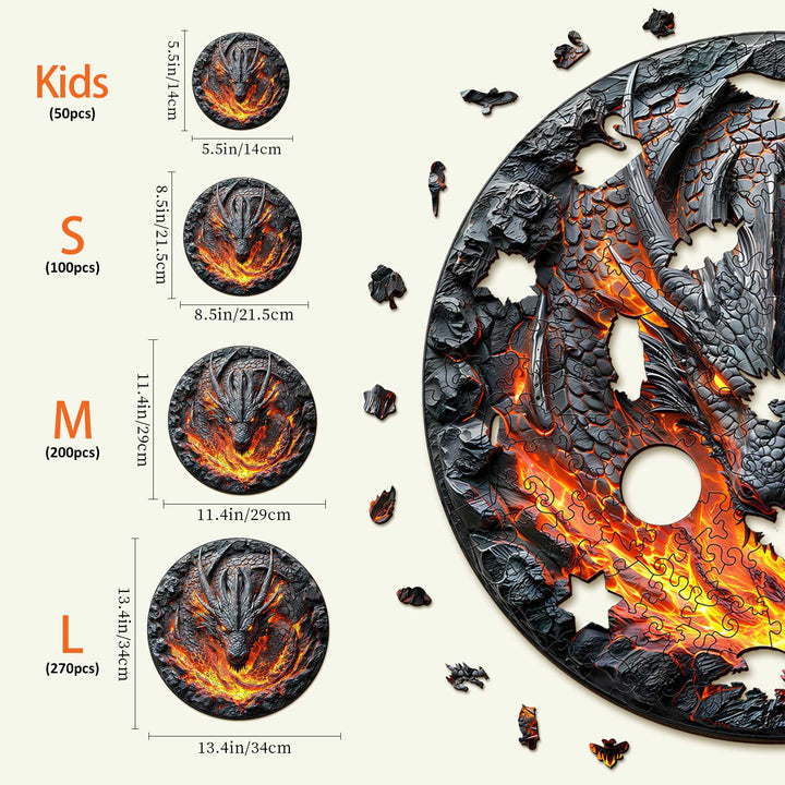 Flame Wall Dragon Wooden Jigsaw Puzzle