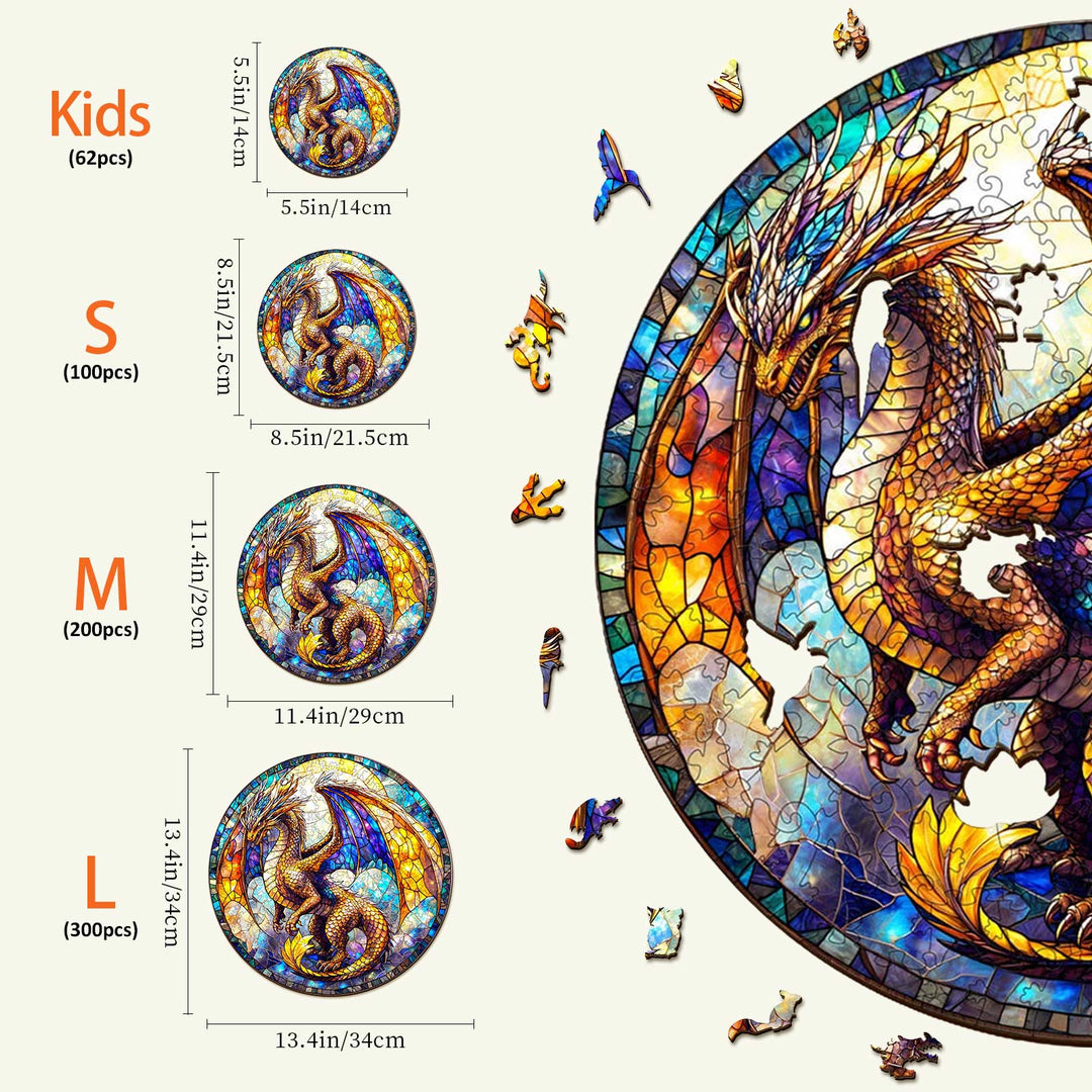 Stained Glass Dragon-2 Wooden Jigsaw Puzzle