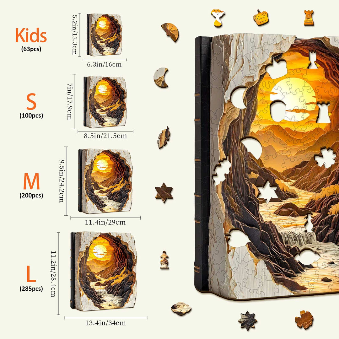 3D Sonnenuntergang in einem Buch Holzpuzzle
