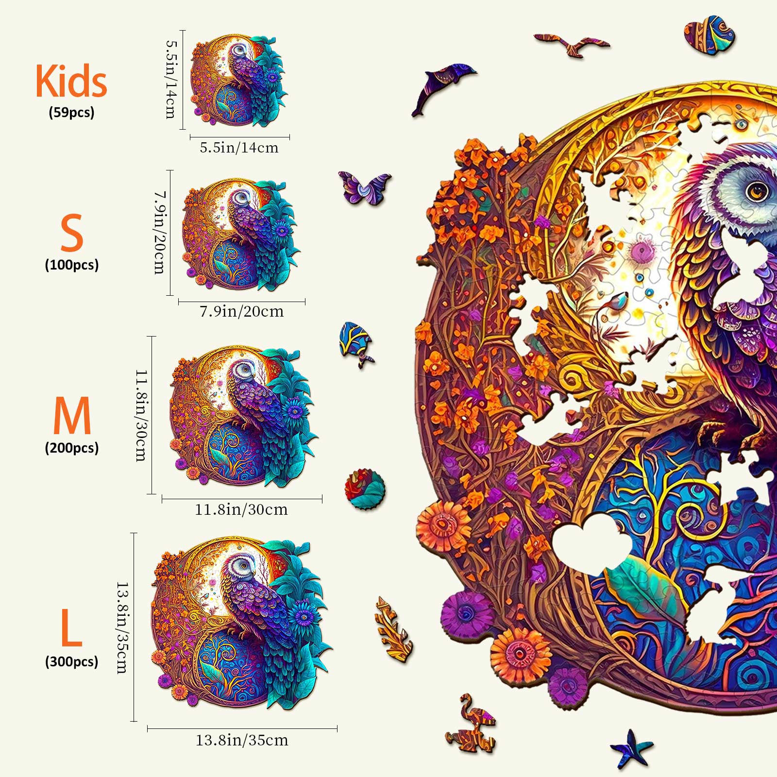 Yin Yang Owl 1 Wooden Jigsaw Puzzle