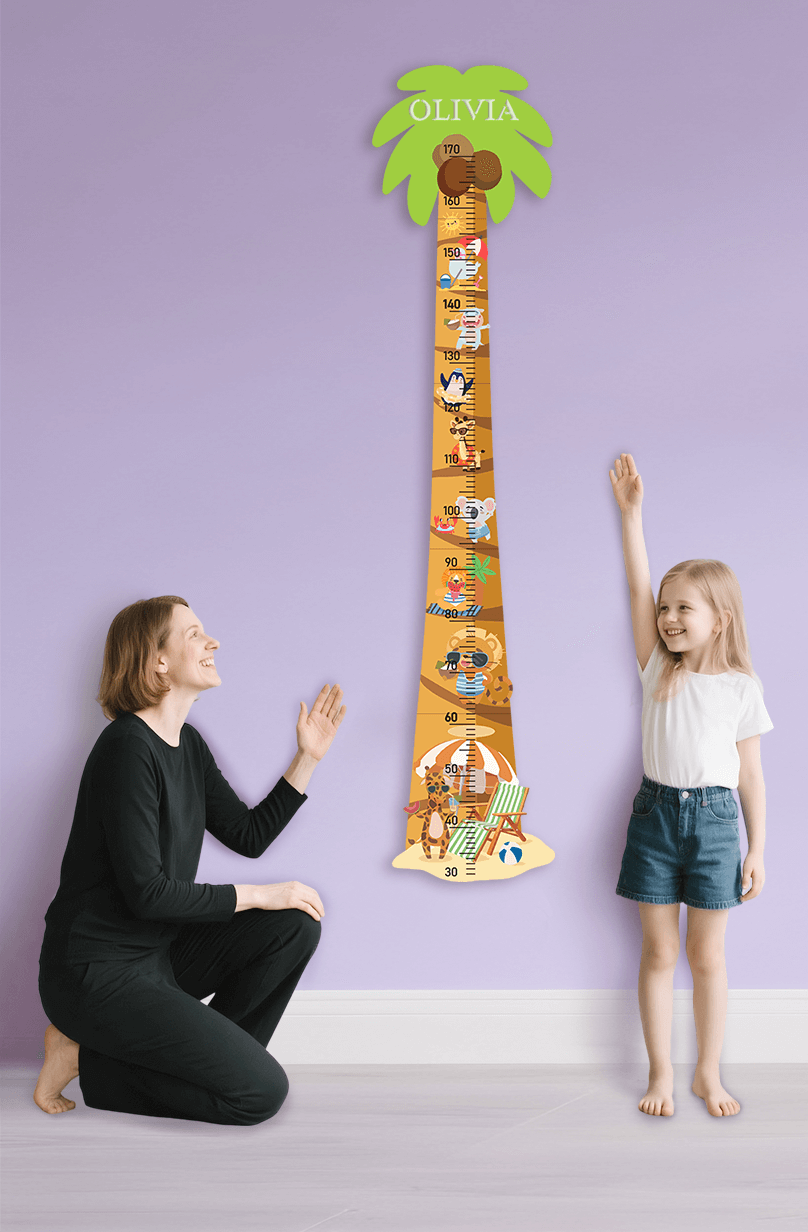 Personalized Wooden Coconut Palm Beach Growth Chart Ruler