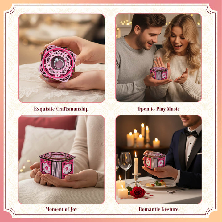 Cherry Blossom Pink – 3D Music Ring Box