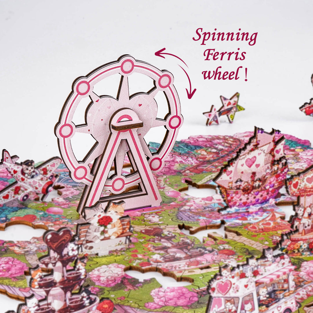 Valentine Kittyland Wooden Jigsaw Puzzle