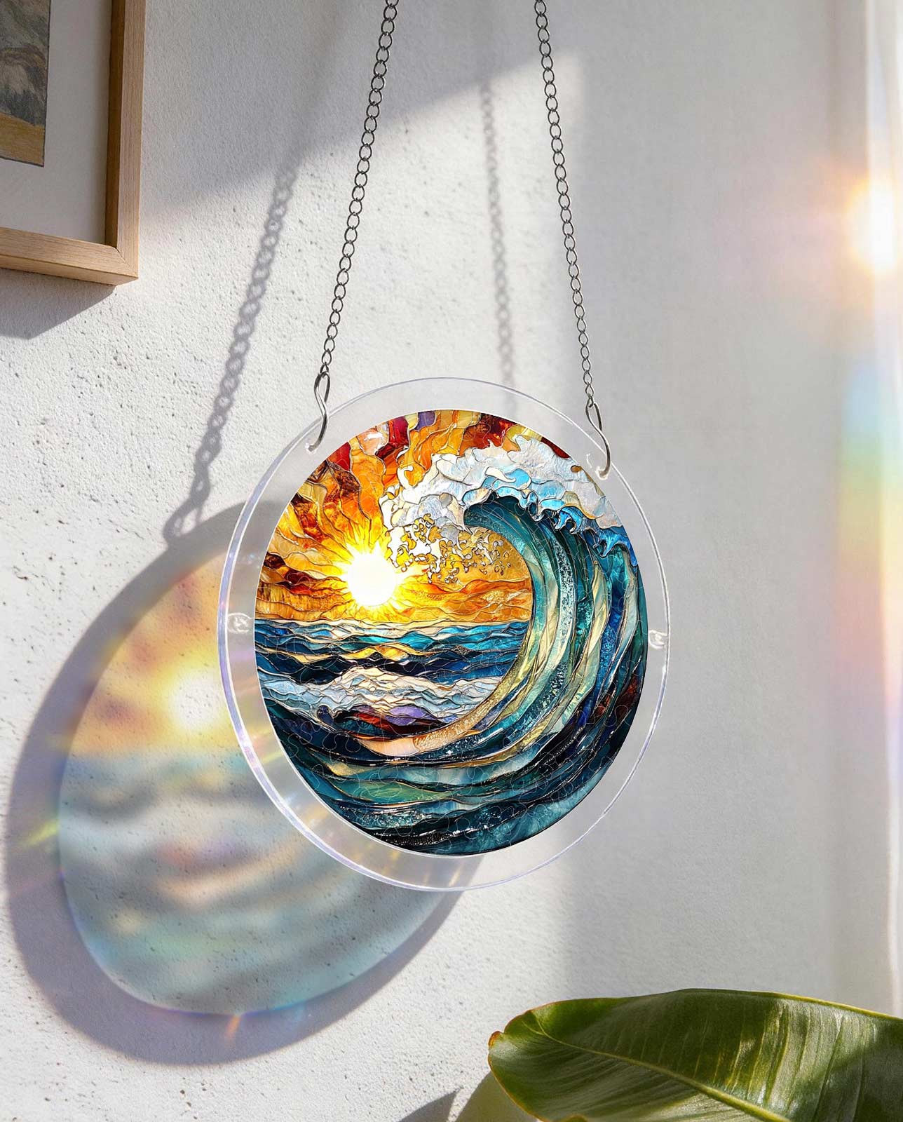 Attrape-soleil puzzle en acrylique - Crête océanique éclat solaire