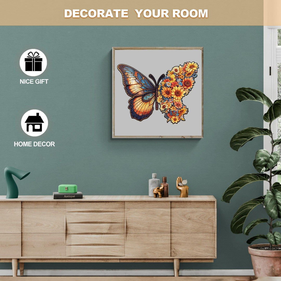 Butterfly Flower Wooden Jigsaw Puzzle-Woodbests