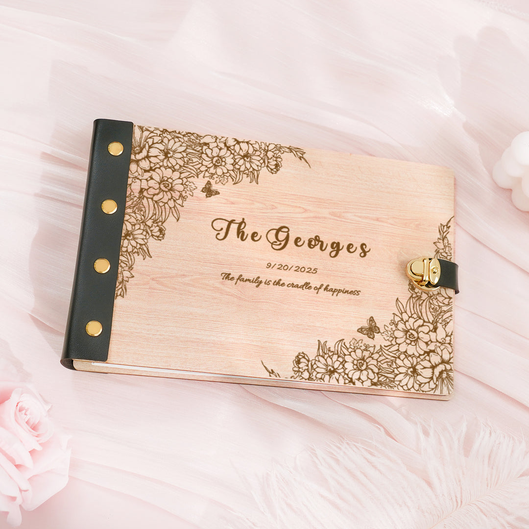 Personalized wooden memory book - Family Christmas Photo Album