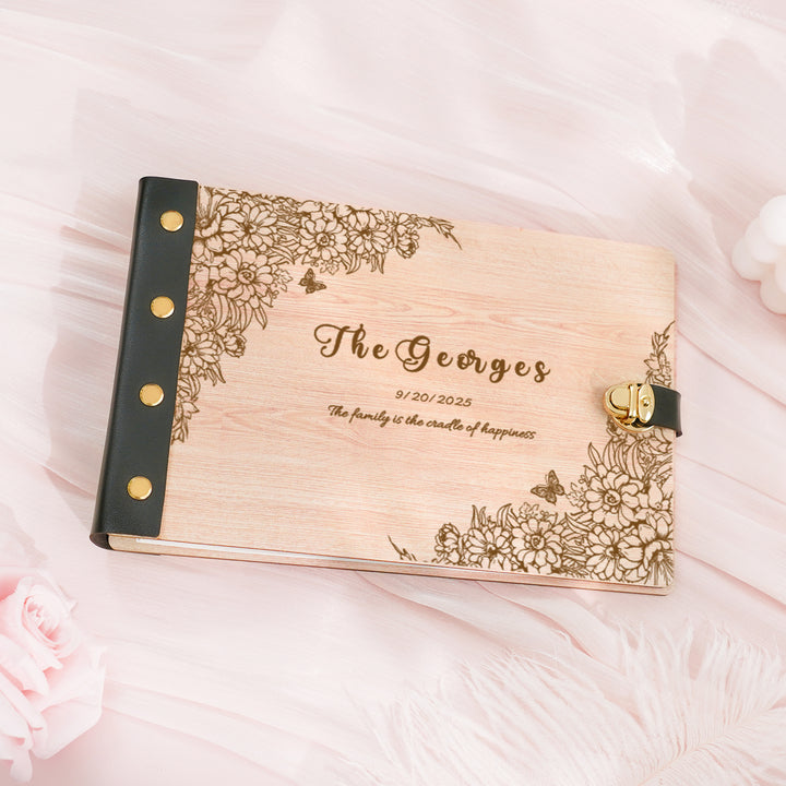 Personalized wooden memory book - Family Christmas Photo Album
