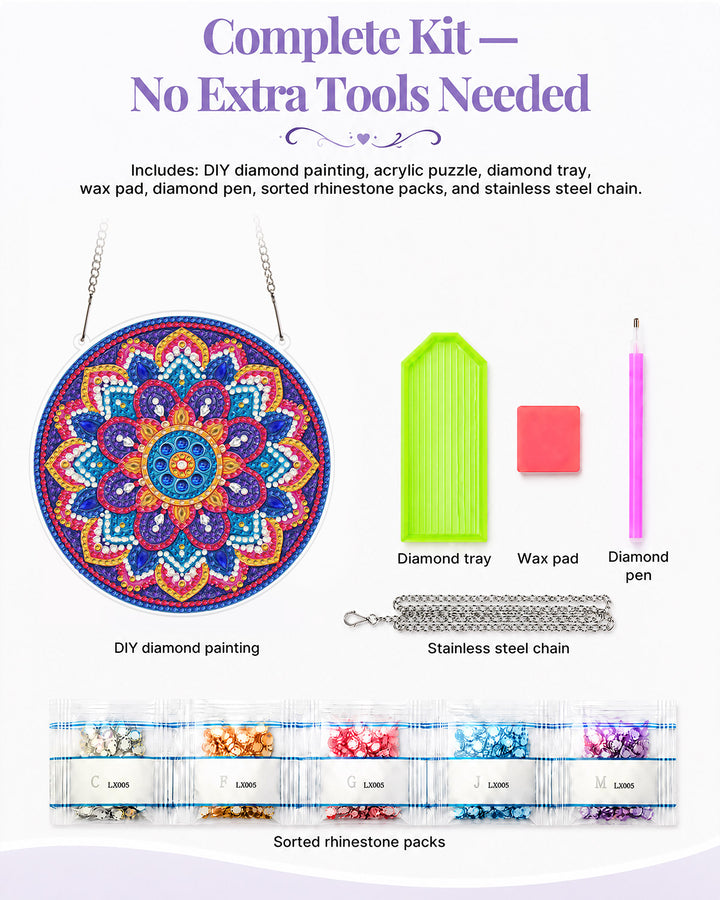 5D DIY Diamond Painting Suncatcher Kit - Radiant Mandala