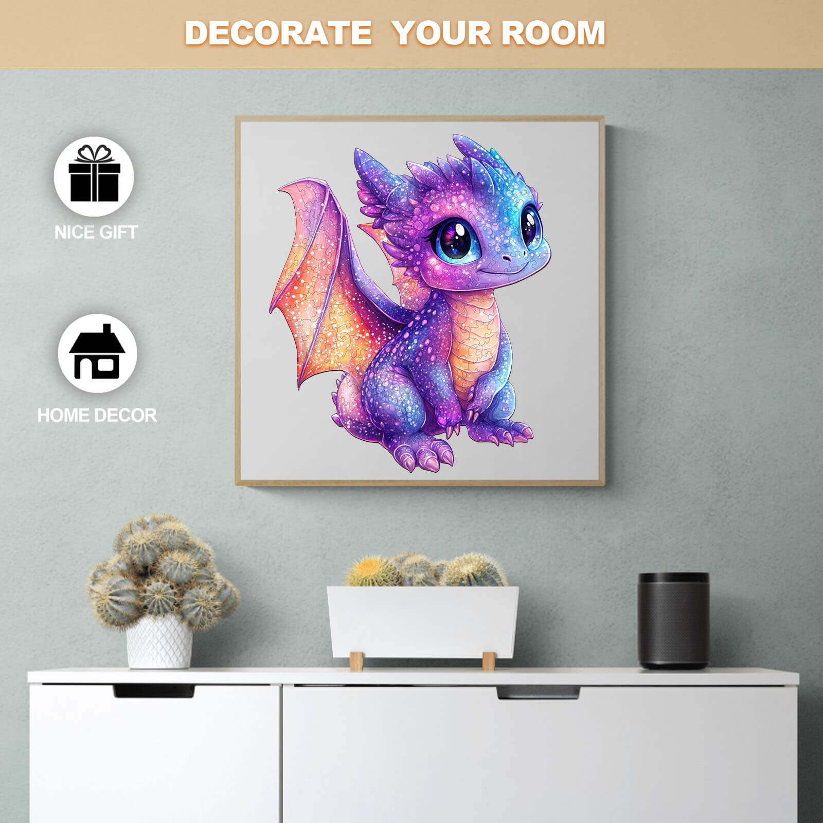 Colorful glittering dragon artwork for home decor, perfect as a gift to decorate your room.