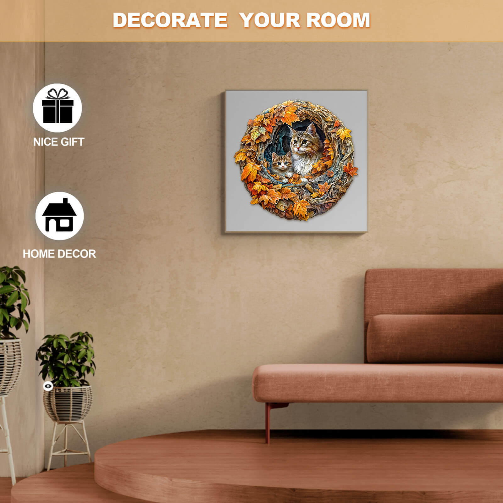 3D cat mom jigsaw puzzle displayed as home decor, perfect for gifting and room decoration.