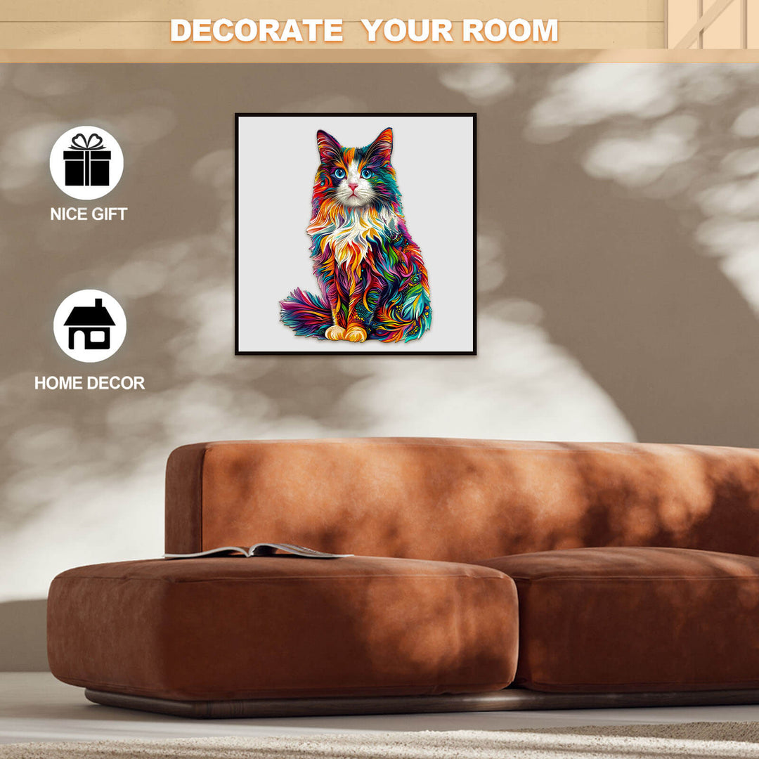 Colorful Ragdoll Cat-1 Wooden Jigsaw Puzzle