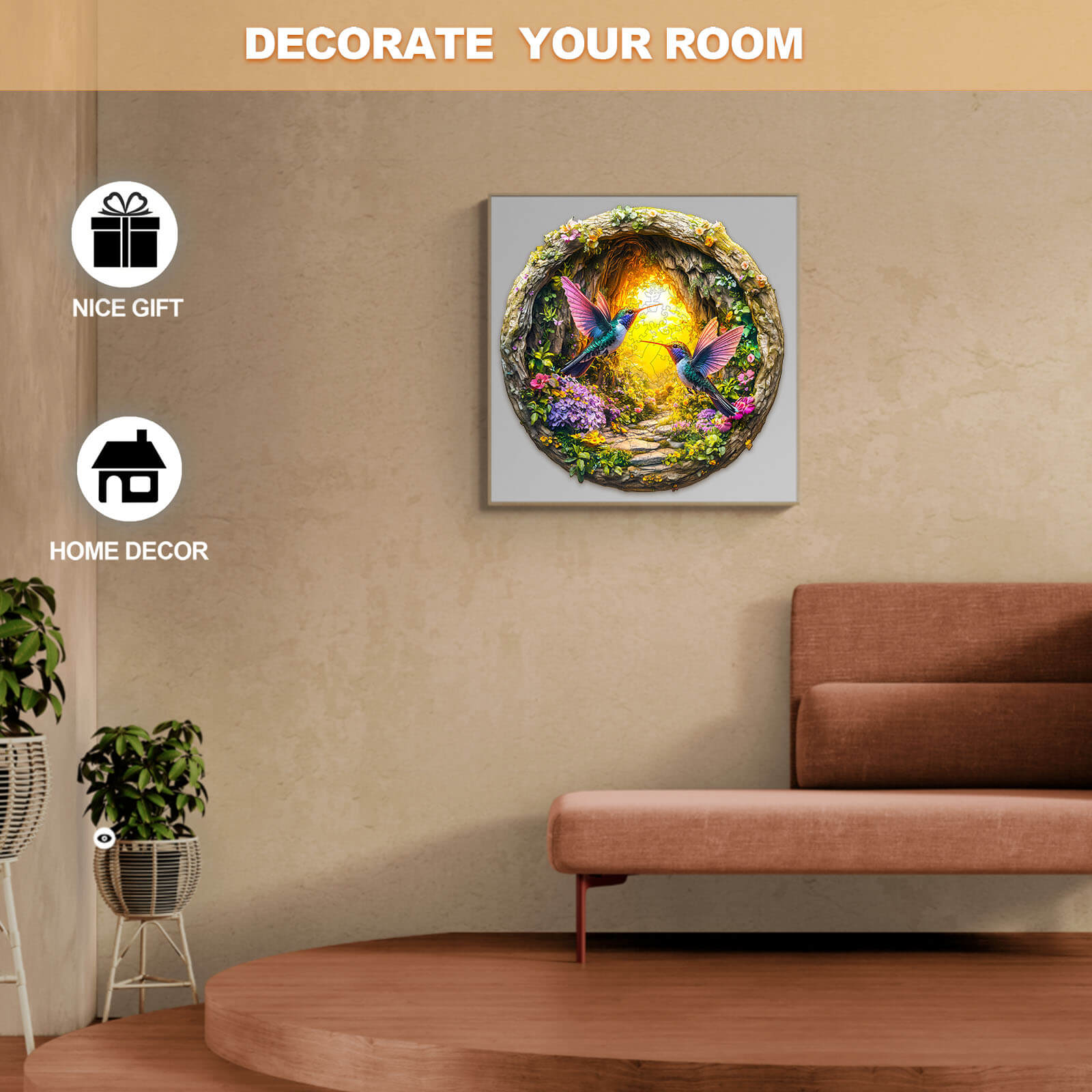 3D Hummingbird in the Cave-1 puzzle displayed as home decor, perfect for room decoration and gifts.