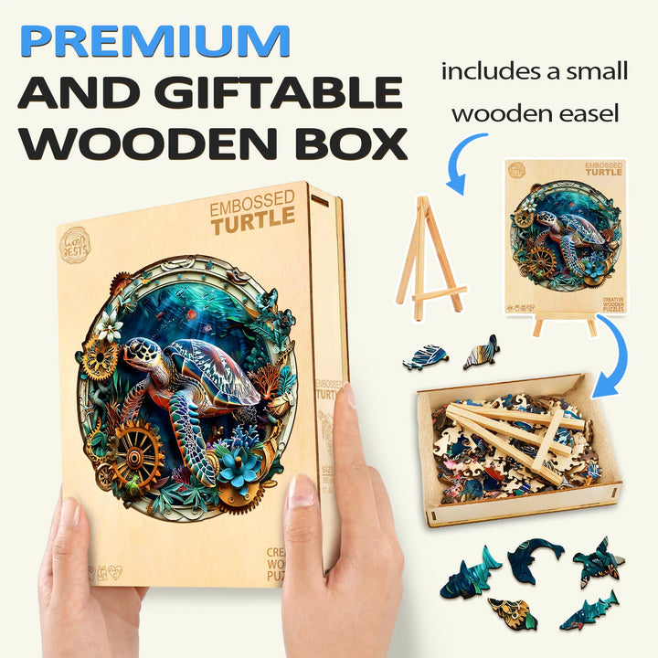 Embossed Turtle Wooden Jigsaw Puzzle