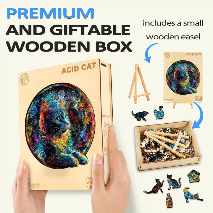 Acid Cat Wooden Jigsaw Puzzle