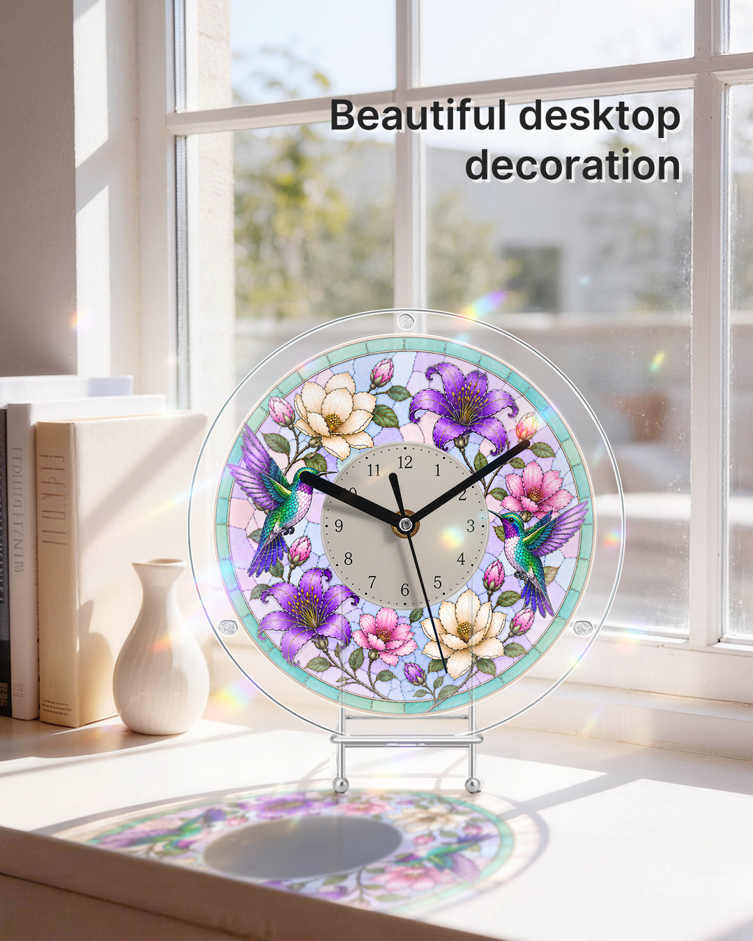 DIY Acrylic Puzzle Clock Kit - Spring Hummingbirds Bloom