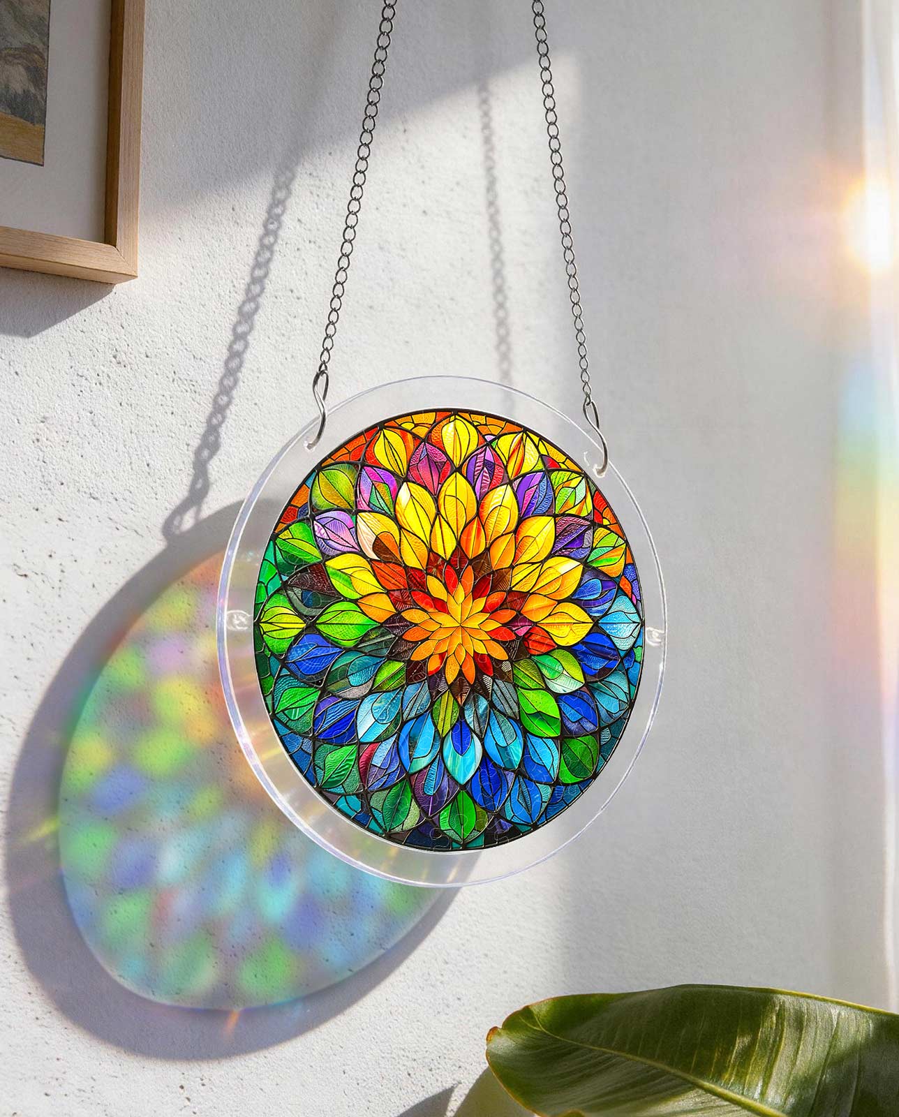 Attrape-soleil puzzle en acrylique - Mandala floraison spectrale