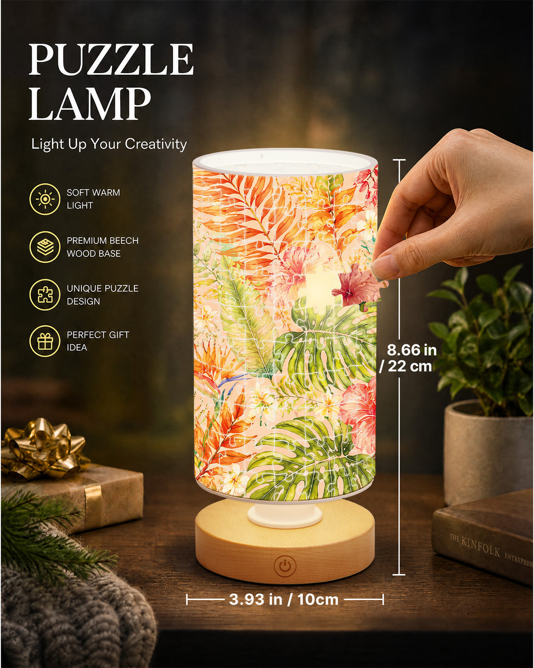 DIY Dimmable Acrylic Puzzle Lamp - Colorful Leaves