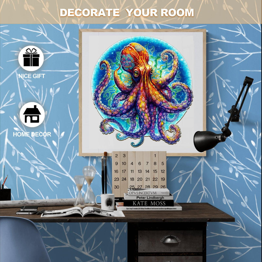 Mandala Octopus Wooden Jigsaw Puzzle-Woodbests