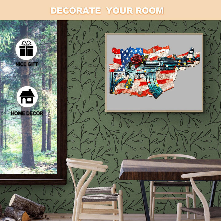 Gun And Rose Wooden Jigsaw Puzzle