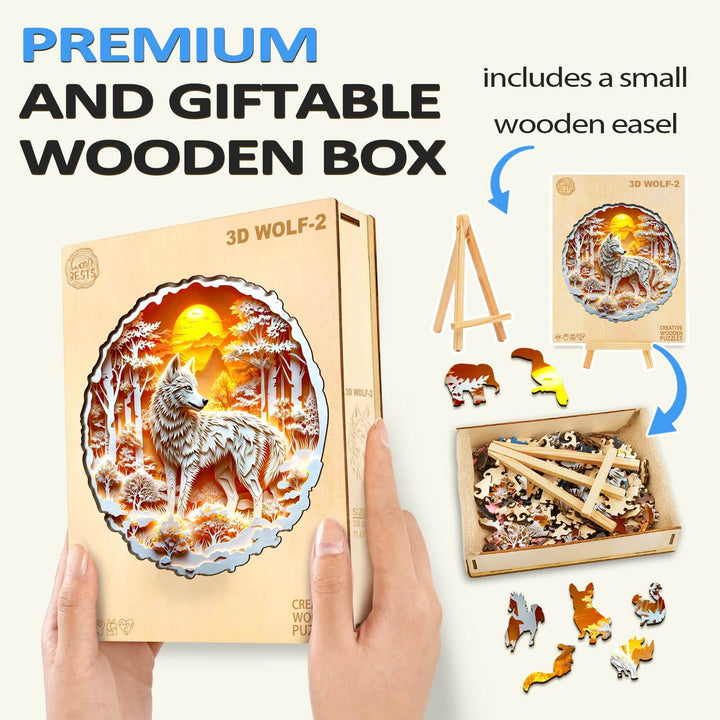 3D Wolf-2 Wooden Jigsaw Puzzle