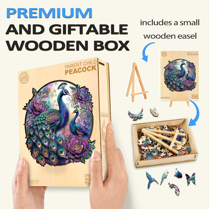 Parent Child Peacock Wooden Jigsaw Puzzle