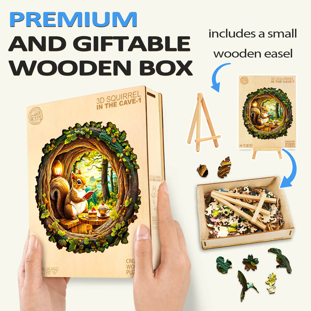 3D Squirrel in The Cave-1 Wooden Jigsaw Puzzle