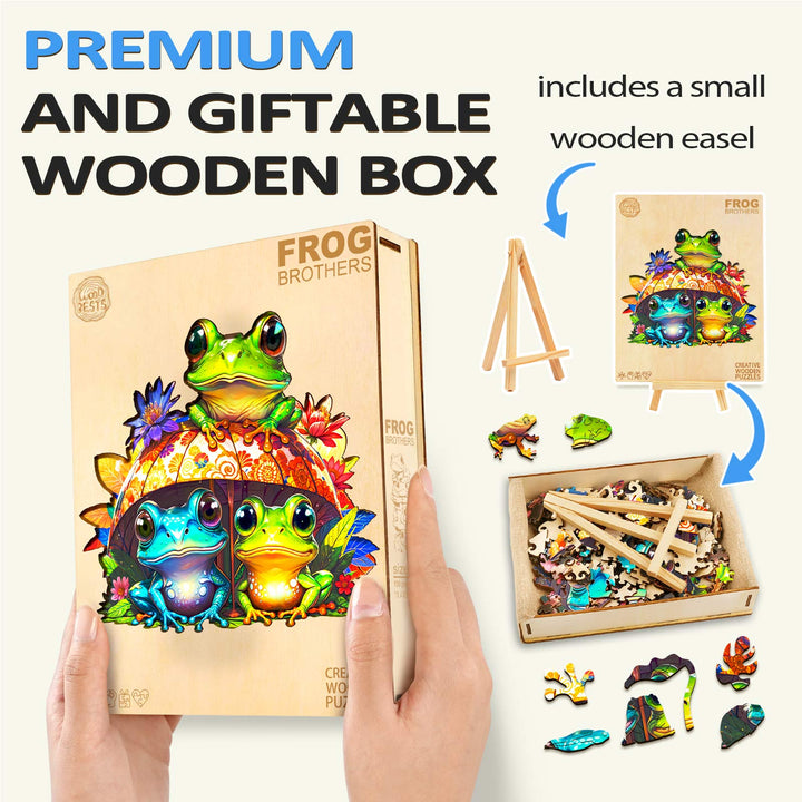 Frog Brothers Wooden Jigsaw Puzzle - Woodbests