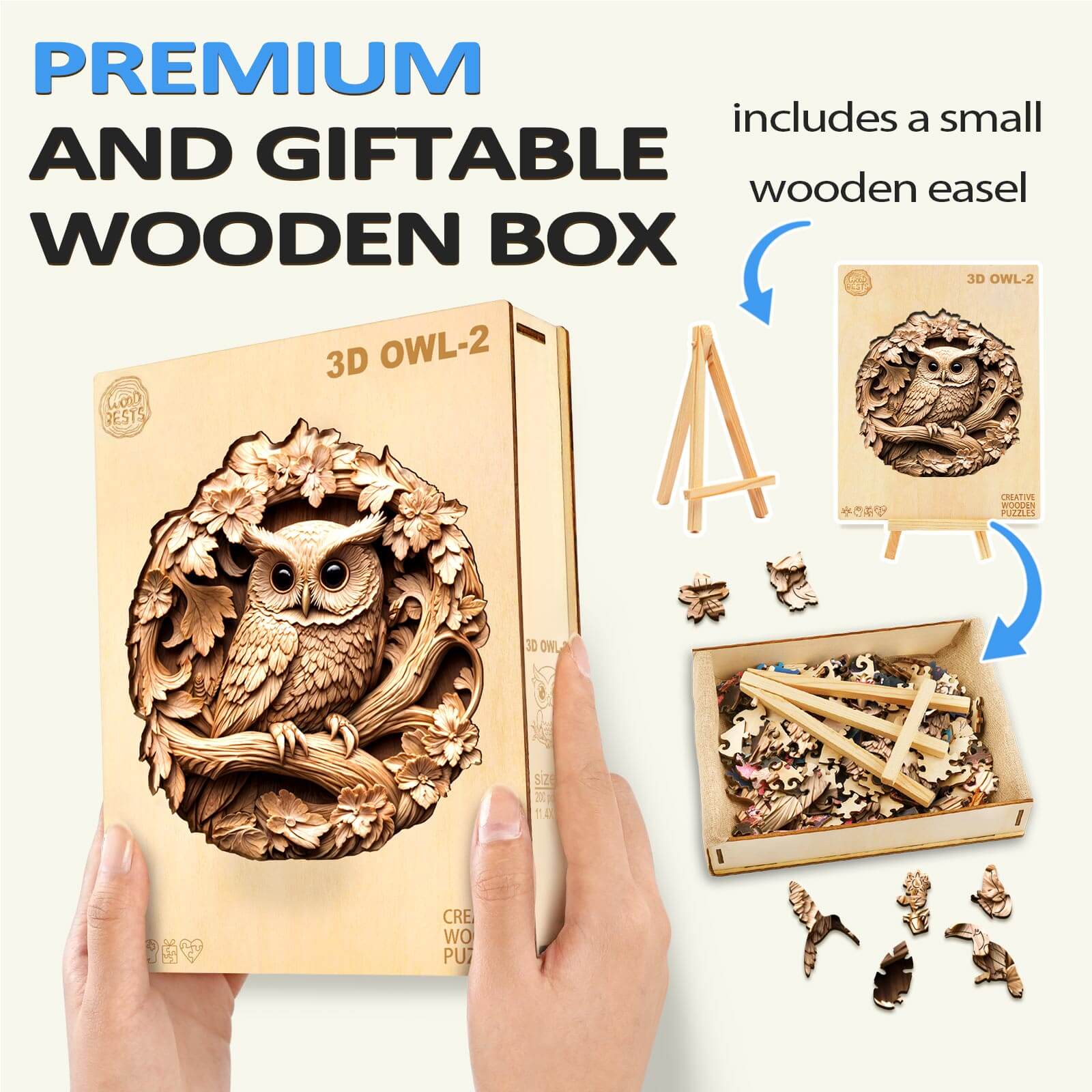WOODBESTS | 3D Owl-2 Wooden Puzzle – Woodbests
