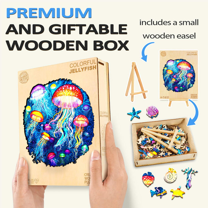 Colorful Jellyfish Wooden Jigsaw Puzzle