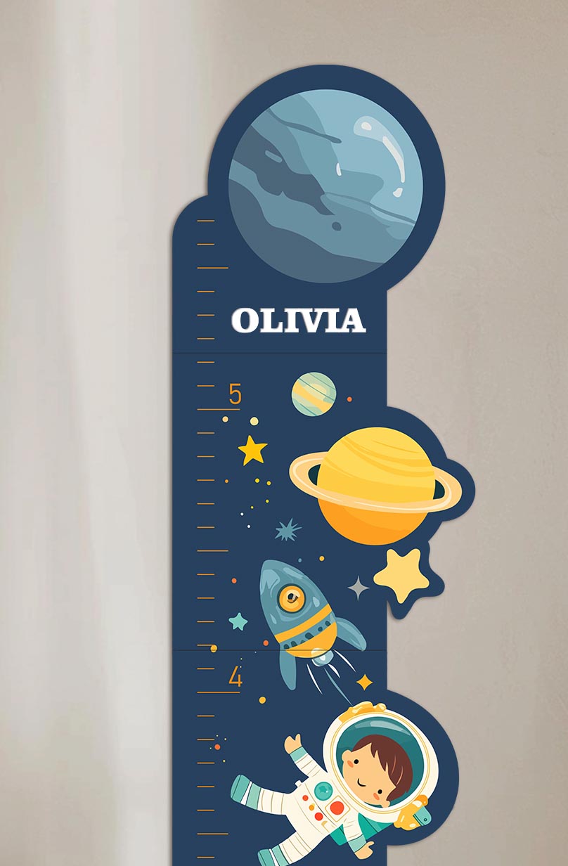 Personalized Wooden Space Rocket Growth Chart Height Ruler