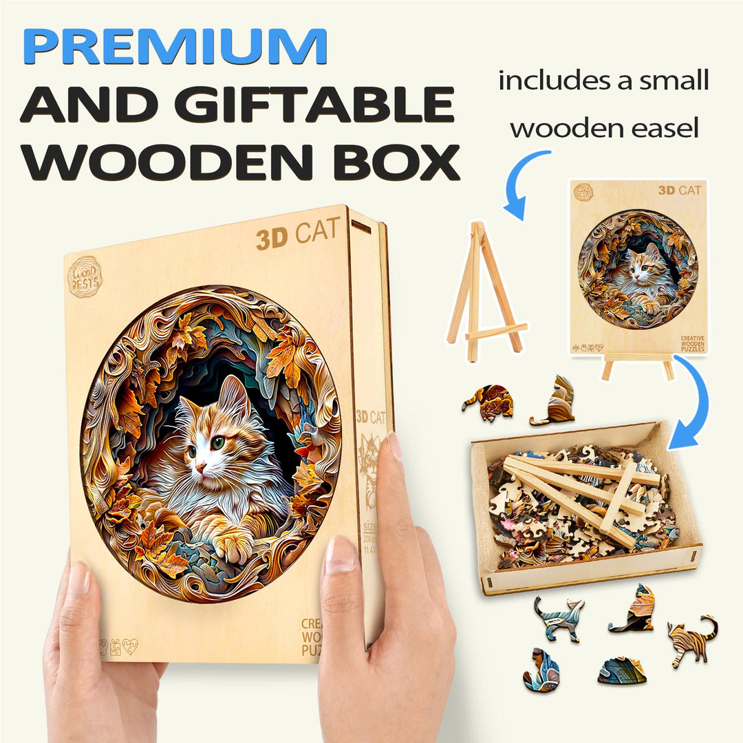 3D Cat Wooden Jigsaw Puzzle