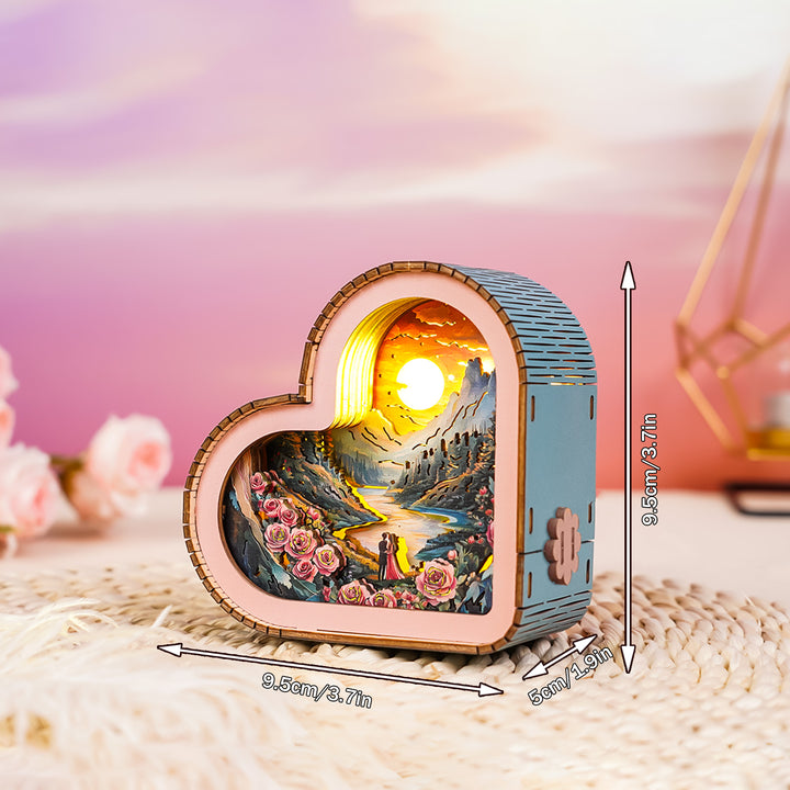 Roses and Lovers Kit - 3D Wooden Puzzle Night Light