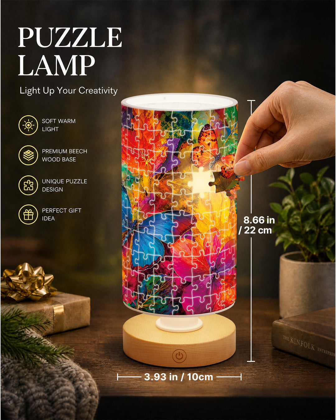 DIY Dimmable Acrylic Puzzle Lamp - Kaleidoscope Butterflies