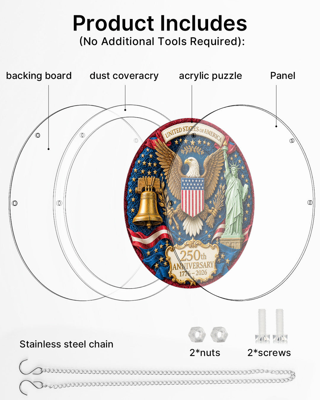 Acrylic Jigsaw Puzzle Suncatcher - Glory of America