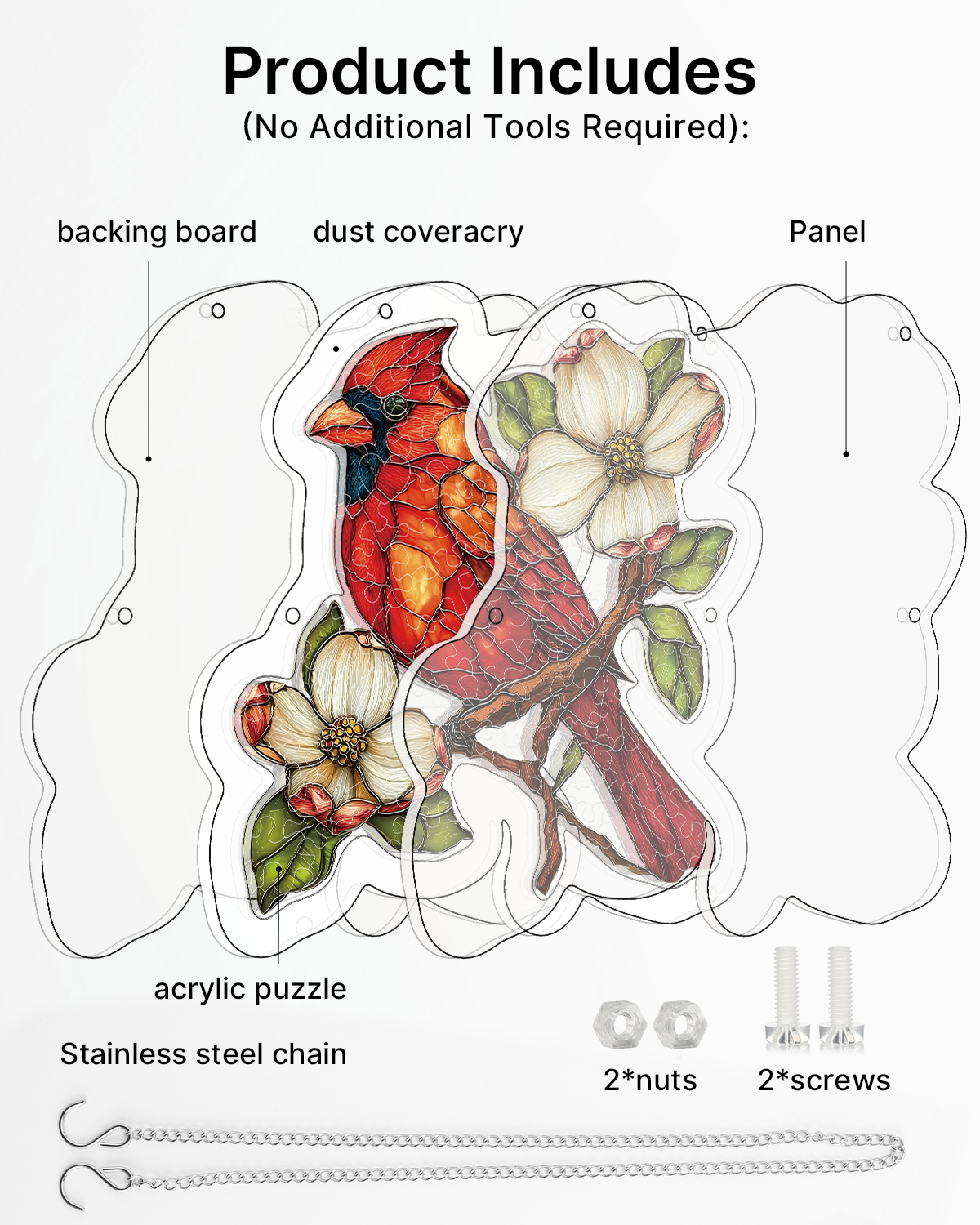 Acryl-Puzzle-Sonnenfänger – Magnolien-Kardinal