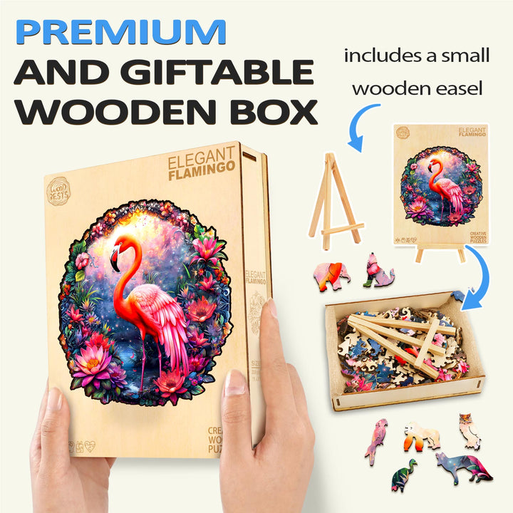 Elegant Flamingo Wooden Jigsaw Puzzle - Woodbests