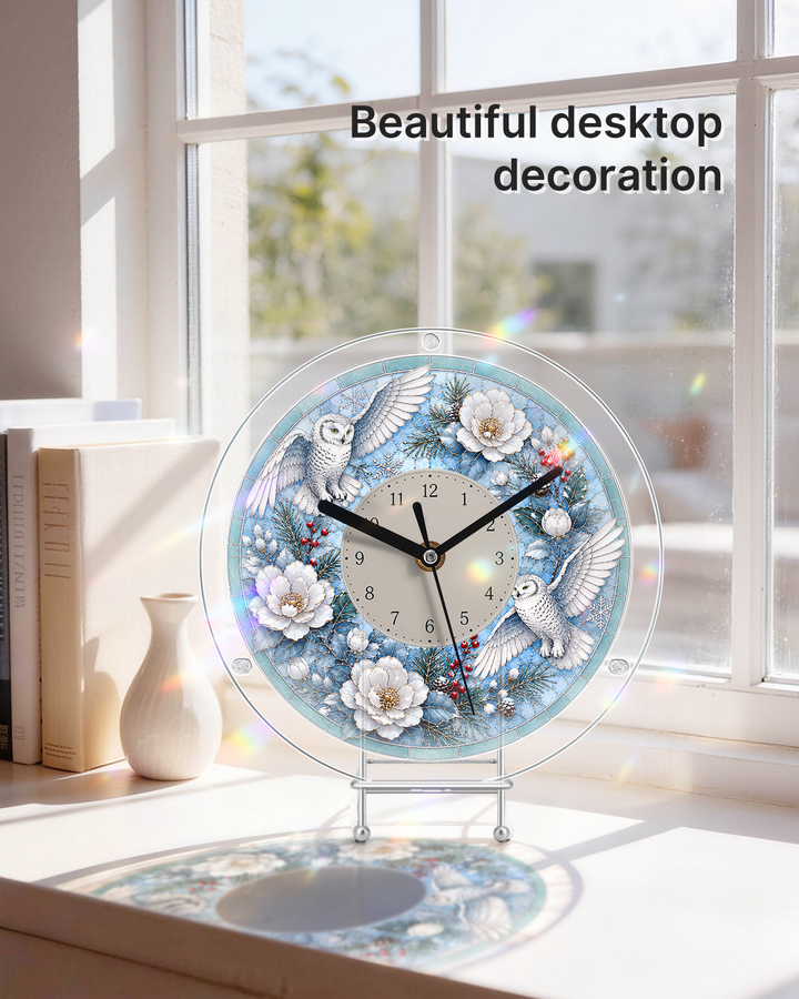 DIY Acrylic Puzzle Clock Kit - Winter Snowy Owls