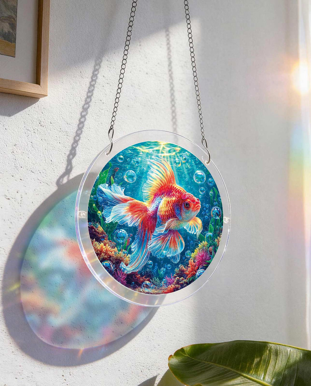 Puzzle en acrylique Attrape-soleil - Poisson Rouge Flamme d'Étoile