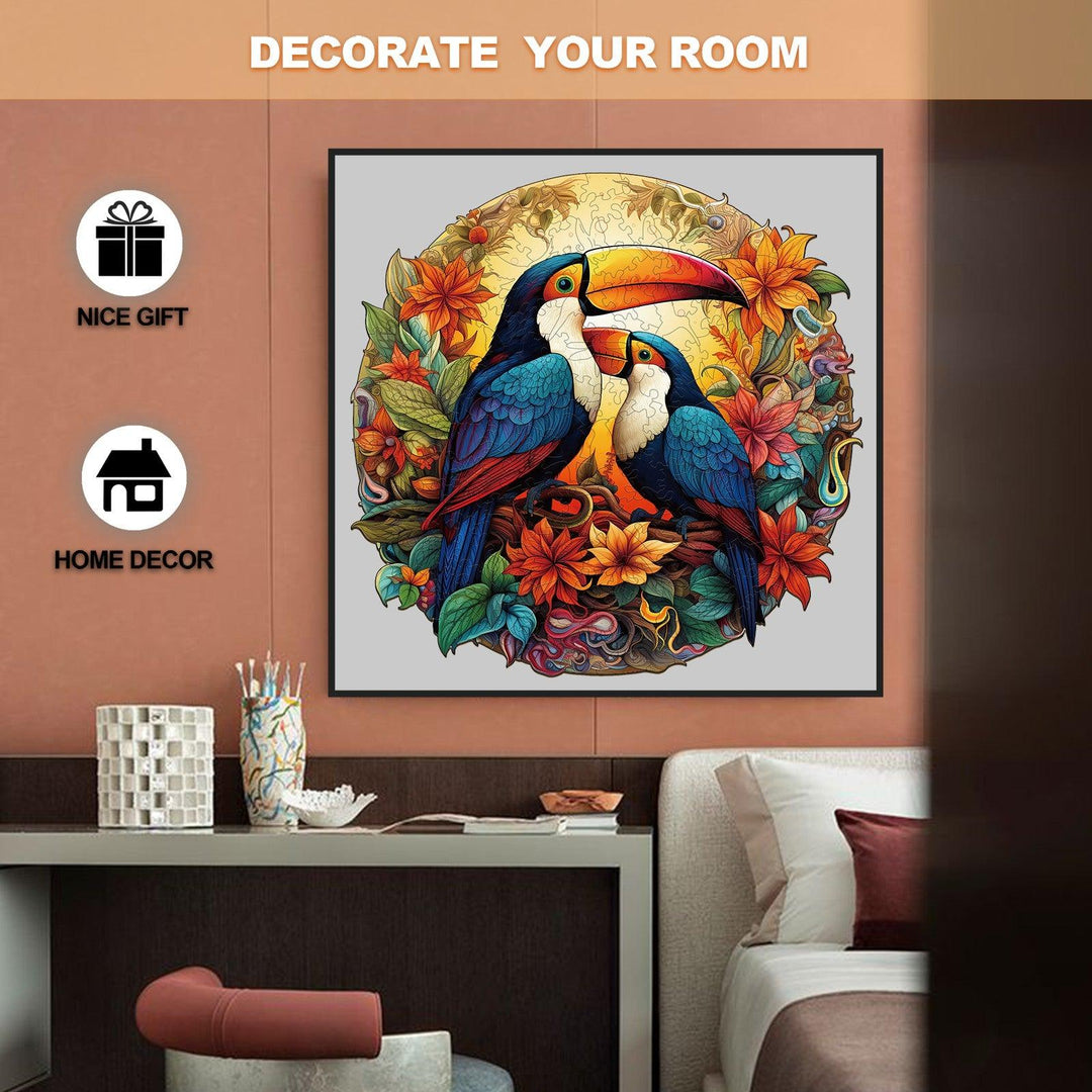 Colorful Toucans Wooden Jigsaw Puzzle