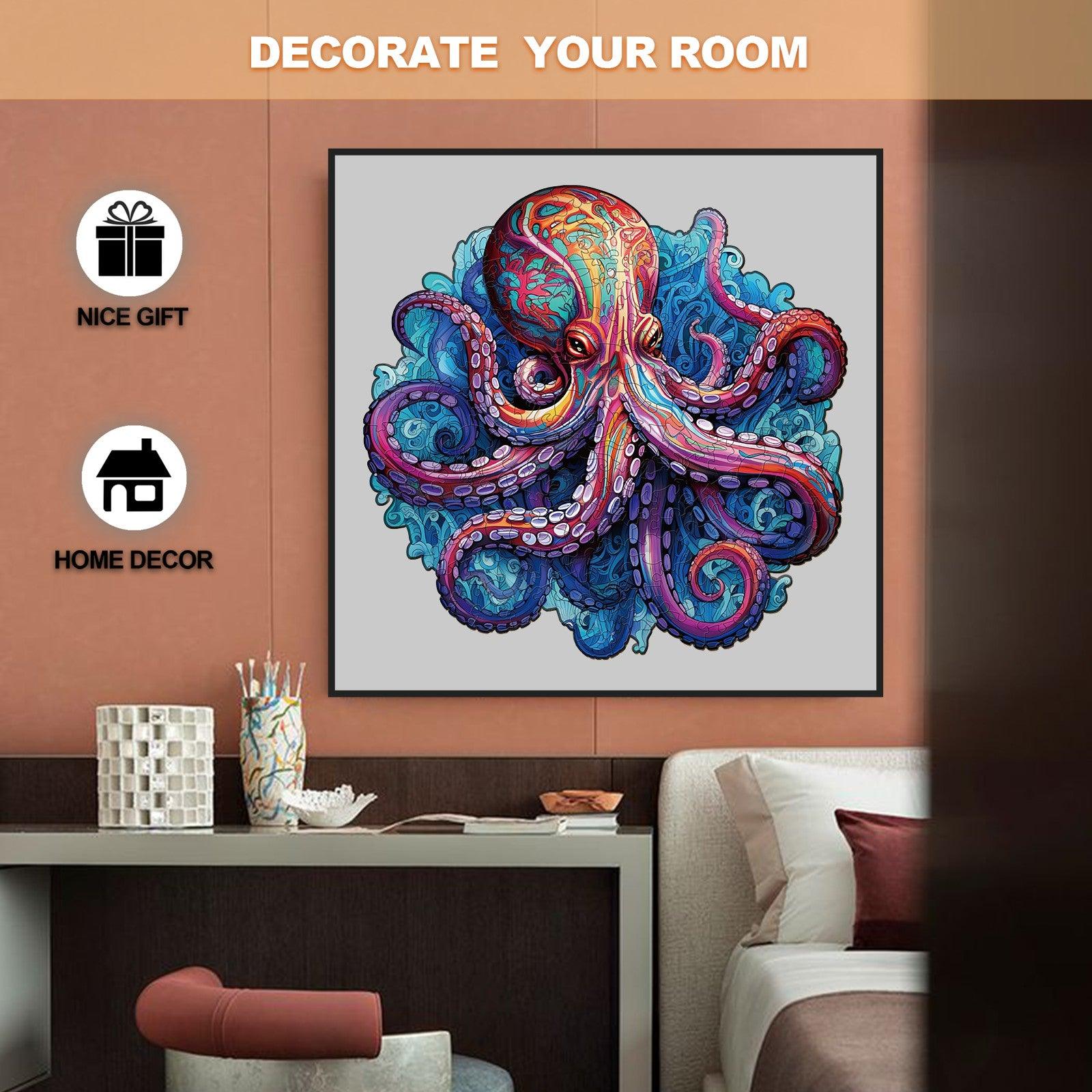 Colorful giant octopus wall art for home decor and gifts, enhancing room aesthetics.