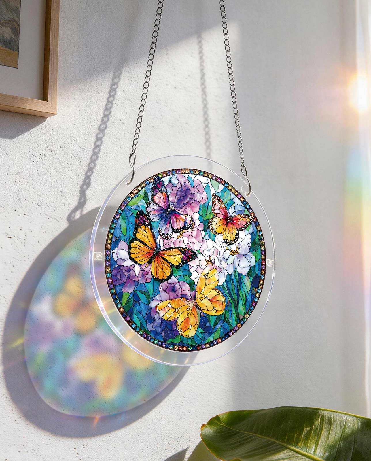 Acrylpuzzle-Sonnenfänger - Schmetterlinge in Blüte